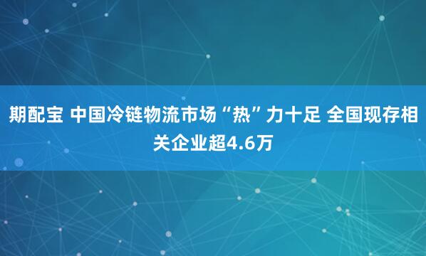 期配宝 中国冷链物流市场“热”力十足 全国现存相关企业超4.6万